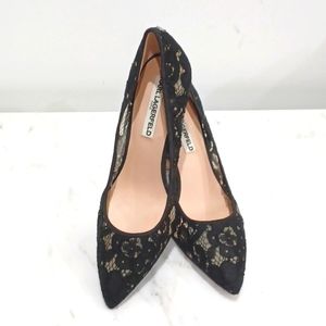 Karl Lagerfeld Paris. Black Lace Stiletto Heels. Size 9.
